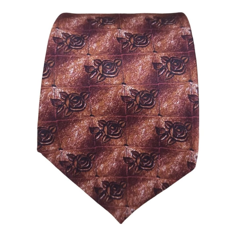 🆕LANVIN Orange Floral Art Silk Tie FRANCE 57"/ 3.2" NWT